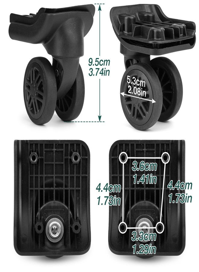 Ech.Apr 1 Pair Luggage Wheels Replacement,Mute Suitcase Wheel Repair Set, Black Luggage Suitcase Caster Wheel Replacement Parts, Double-Row Wheels - Image 2